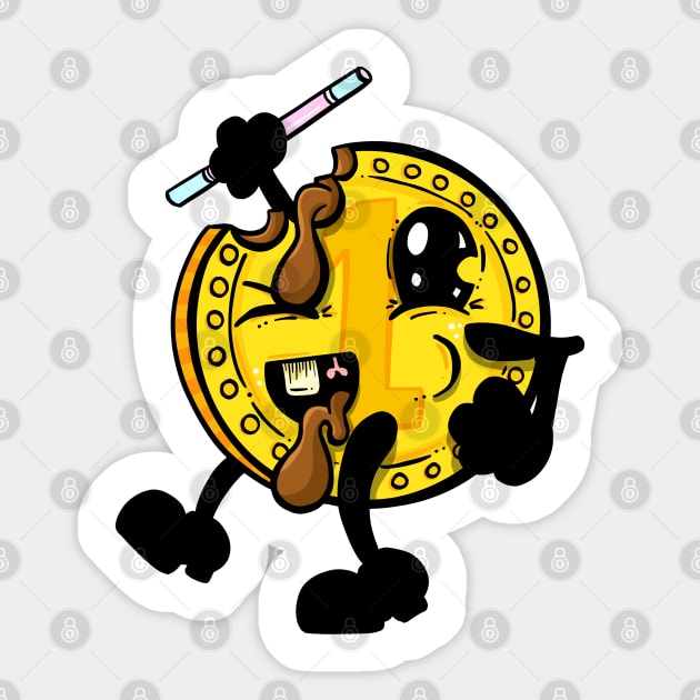 Benny Bad Chocolate Penny Coin Retro Cartoon Sticker by Squeeb Creative